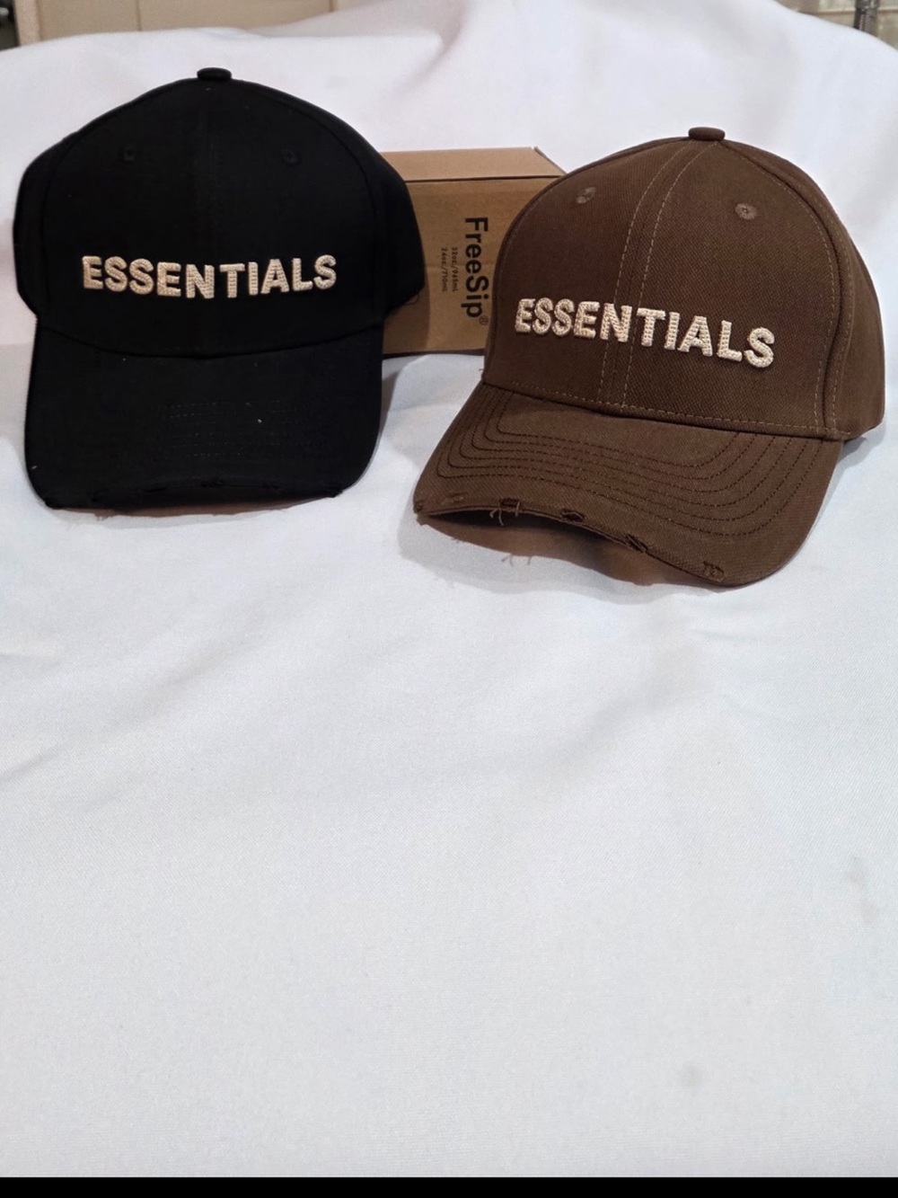 Essentials Two-Tone Embroidered Baseball Caps - Black & Brown